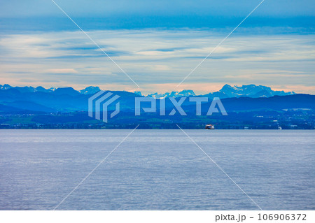 Alps mountains, Lake Constance view from Friedrichshafen 106906372