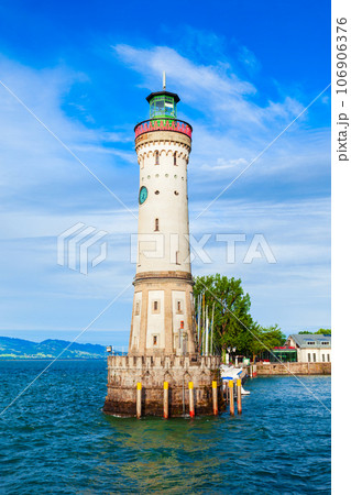 Lighthouse in Lindau town in Bavaria, Germany 106906376