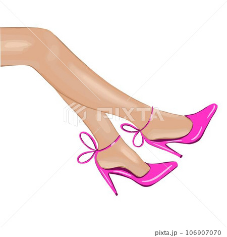 Girl in pink shoes. Fashion illustration. Vector design. 106907070