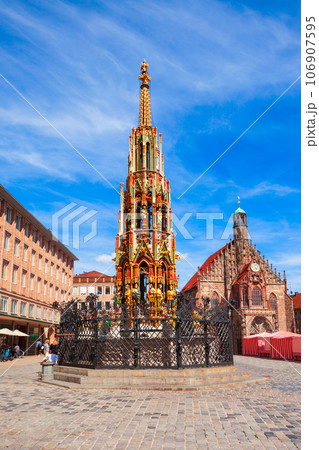 Schoener Brunnen fountain in Nuremberg, Germany 106907595