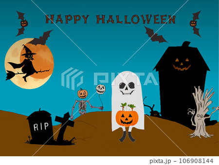 ハロウィン・ゴーストポストカード06[Canva・AIイラスト] 106908144