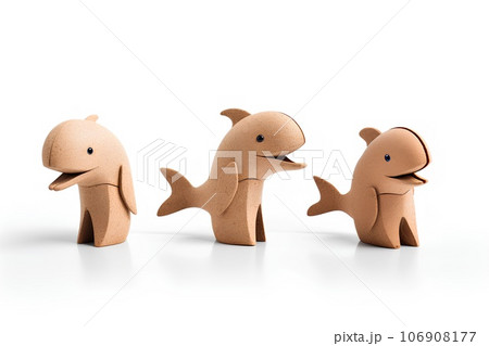 コルクでできた可愛いい動物たちのアイコン(イルカの3Dピクト) コルクでできた可愛いい動物たちのアイコン(イルカの3Dピクト) 106908177