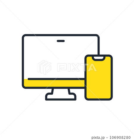 スマホとPCモニターのシンプルなベクターアイコンイラスト素材 106908280