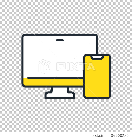 スマホとPCモニターのシンプルなベクターアイコンイラスト素材 106908280