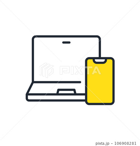 ノートパソコンとスマートフォンのシンプルなベクターアイコンイラスト素材 106908281