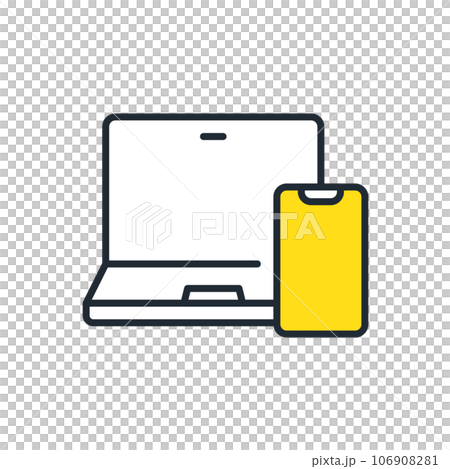 ノートパソコンとスマートフォンのシンプルなベクターアイコンイラスト素材 106908281
