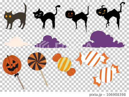 Halloween material cat, cloud, candy MixVol.01 [Canva/AI illustration] 106908398