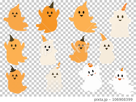 Halloween material Ghost MixVol.01 [Canva/AI illustration] 106908399