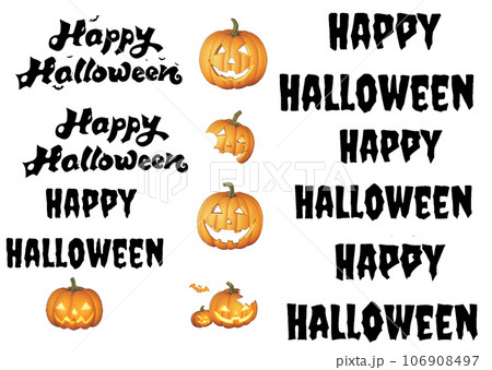 ハロウィン素材ハロウィン・ロゴMixVol.02[Canva・AIイラスト] 106908497