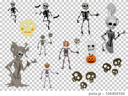 Halloween material skeleton MixVol.01 [Canva/AI illustration] 106908500
