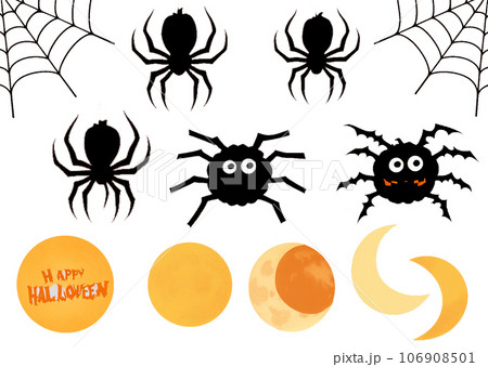 ハロウィン素材スパイダー・ムーンMixVol.01[Canva・AIイラスト] 106908501