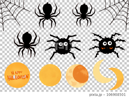 Halloween material Spider Moon MixVol.01 [Canva/AI illustration] 106908501
