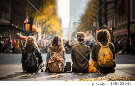 environmentalists demonstrating sitting on the road against automobile industry gas,pollution. Blocking the road for cars Global Climate Activist 106908645