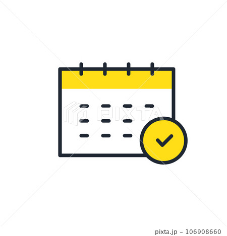 カレンダーで予定をチェックするシンプルなベクターアイコンイラスト素材 106908660