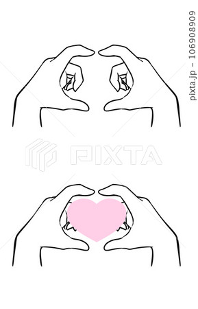 手でハートを作るシンプルなイラスト 手でハートを作るシンプルなイラスト 106908909