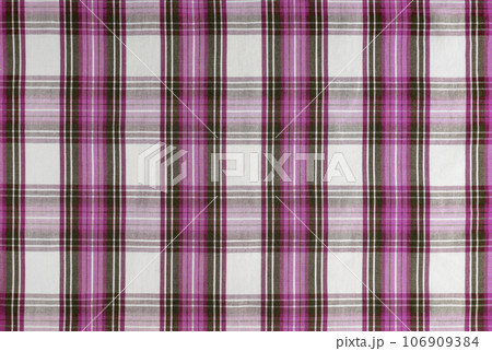 Pink checkered texture fabric, tartan pattern background. 106909384