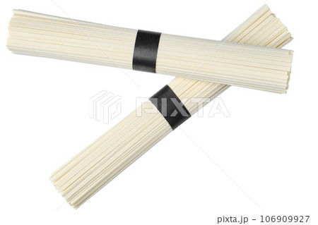 Uncooked bunch of rice noodle isolated on white background 106909927