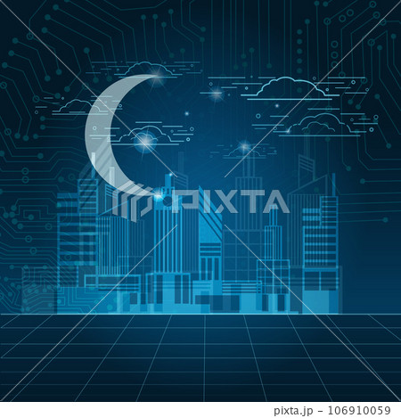 Building and city at night with digital pattern Building and city at night with digital pattern 106910059