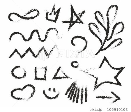 Abstract arrows, ribbons and other elements in hand drawn style for concept design. Doodle illustration. Vector template 106910108