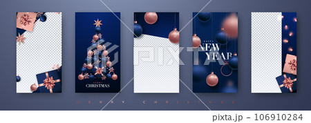 Christmas and New Year stories template. 106910284