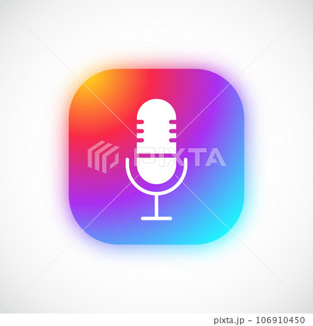 Podcast web button in trebny neumorphism style. Podcast web button in trebny neumorphism style. 106910450