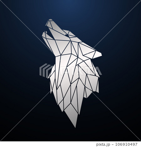 Silver Low Poly Wolf Head. Silver Low Poly Wolf Head. 106910497