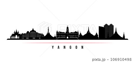 Yangon skyline horizontal banner. Yangon skyline horizontal banner. 106910498