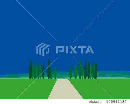 ヴァル・ドルチャ　val　d'orcia　トスカーナ　toscana　イタリア　糸杉　夏 106911125