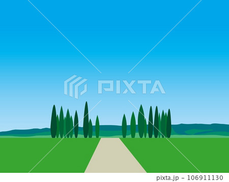 ヴァル・ドルチャ　val　d'orcia　トスカーナ　toscana　イタリア　糸杉　夏 106911130