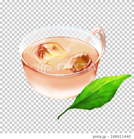 Ice cafe au lait and leaves 106911440