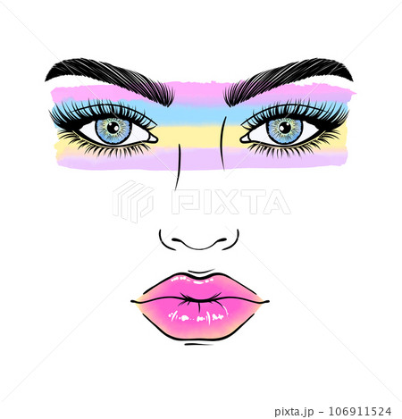 Female face with watercolor paint  106911524