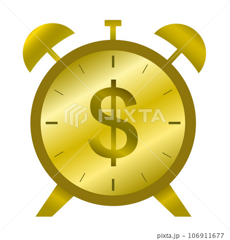 黄金の時計。Time is money.「時は金なり」を表すイラスト。 黄金の時計。Time is money.「時は金なり」を表すイラスト。 106911677
