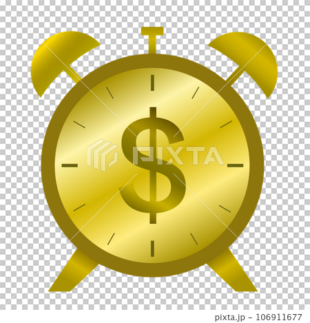 黄金の時計。Time is money.「時は金なり」を表すイラスト。 黄金の時計。Time is money.「時は金なり」を表すイラスト。 106911677