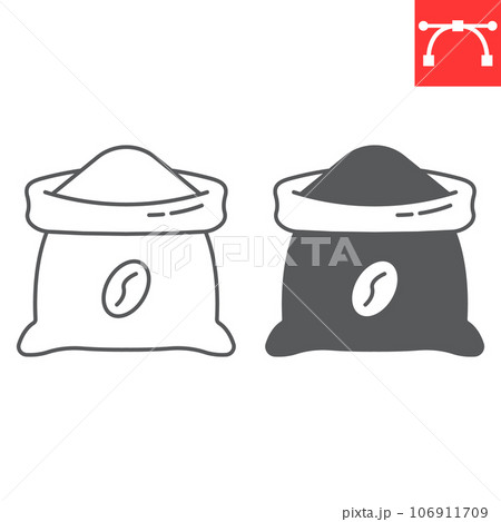 Coffee sack line and glyph icon, arabica and beans, coffee bag vector icon, vector graphics, editable stroke outline sign, eps 10. Coffee sack line and glyph icon, arabica and beans, coffee bag vector icon, vector graphics, editable stroke outline sign, eps 10. 106911709