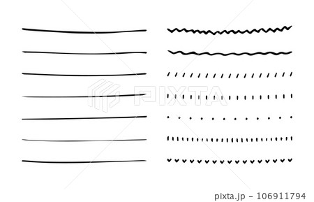 イラスト素材：ライン素材のあしらい　手書きのシンプルでかわいい罫線. simple hand 106911794