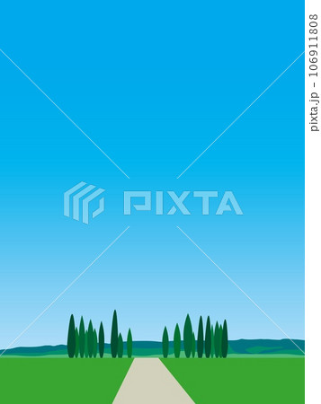 ヴァル・ドルチャ　val　d'orcia　トスカーナ　toscana　イタリア　糸杉　夏 106911808