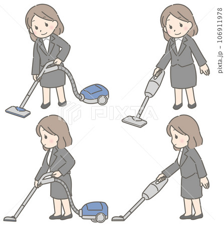掃除機をかける若い女性（スーツ） 106911978