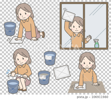 Young woman wiping (plain clothes) 106911980