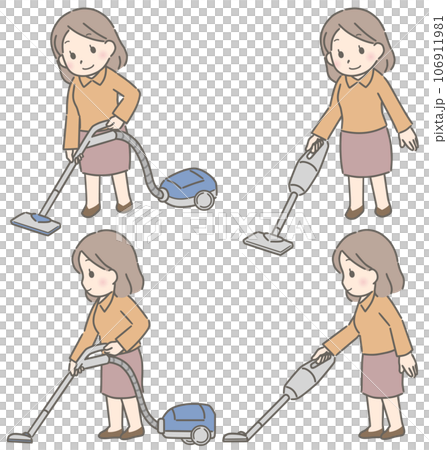 掃除機をかける若い女性（私服） 106911981