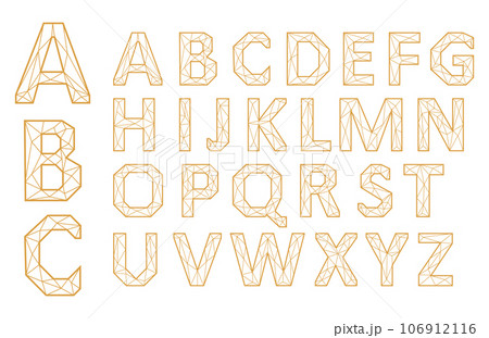 Vector Alphabet Set. Gold letters on a white background. Vector Alphabet Set. Gold letters on a white background. 106912116