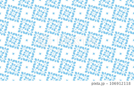 Flower geometric pattern. Seamless vector background. Blue and white ornament Flower geometric pattern. Seamless vector background. Blue and white ornament 106912118