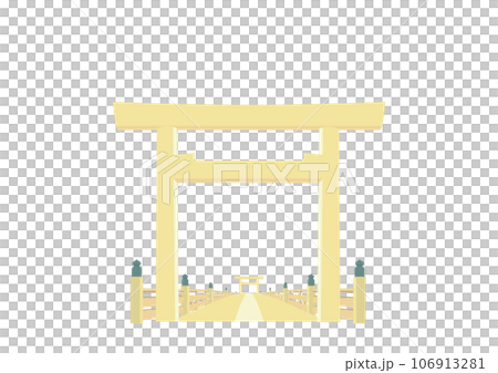 Ise Grand Shrine Uji Bridge and torii gate illustration 106913281