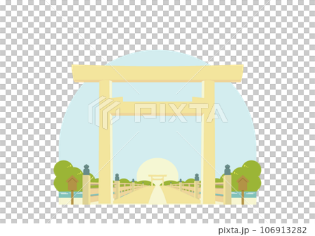 伊勢神宮宇治橋和牌坊插圖背景 106913282