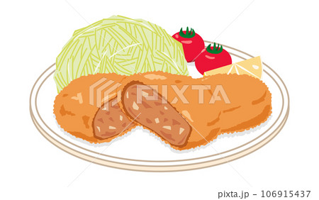 皿に乗ったメンチカツ 106915437