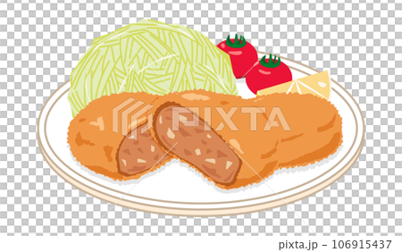 皿に乗ったメンチカツ 106915437