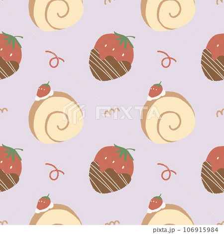 Bread Bakery jam roll strawberry chocolate pattern Cute Dessert Cafe for baby shower ,nursery ,wallpaper ,book cover,  fabric or other printable cover 106915984