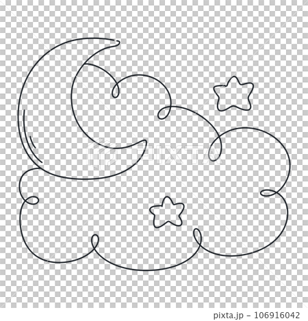cloud star moon line doodle cute kawaii baby shower, nursery  106916042