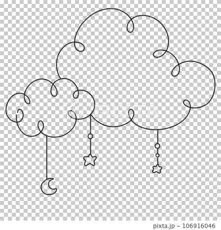 cloud star moon line doodle cute kawaii baby shower, nursery cloud star moon line doodle cute kawaii baby shower, nursery 106916046