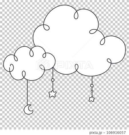 cloud star moon line doodle cute kawaii baby shower, nursery cloud star moon line doodle cute kawaii baby shower, nursery 106916057