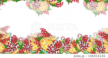 Horizontal seamless background for Christmas and New Year. Watercolor hand drawn illustration for cards, backgrounds, scrapbooking and your design. Perfect for wedding invitation. Horizontal seamless background for Christmas and New Year. Watercolor hand drawn illustration for cards, backgrounds, scrapbooking and your design. Perfect for wedding invitation. 106916146